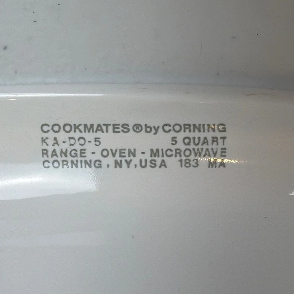 COOKMATES by Corning 5 Quart Covered Casserole KA-DO-5 With Pyrex Lid A12C